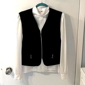 Vintage black wool vest large